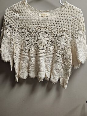 Rebellion Crochet Lace Crop Top. Boho, Grandma Core, Cottage, Trendy Fall